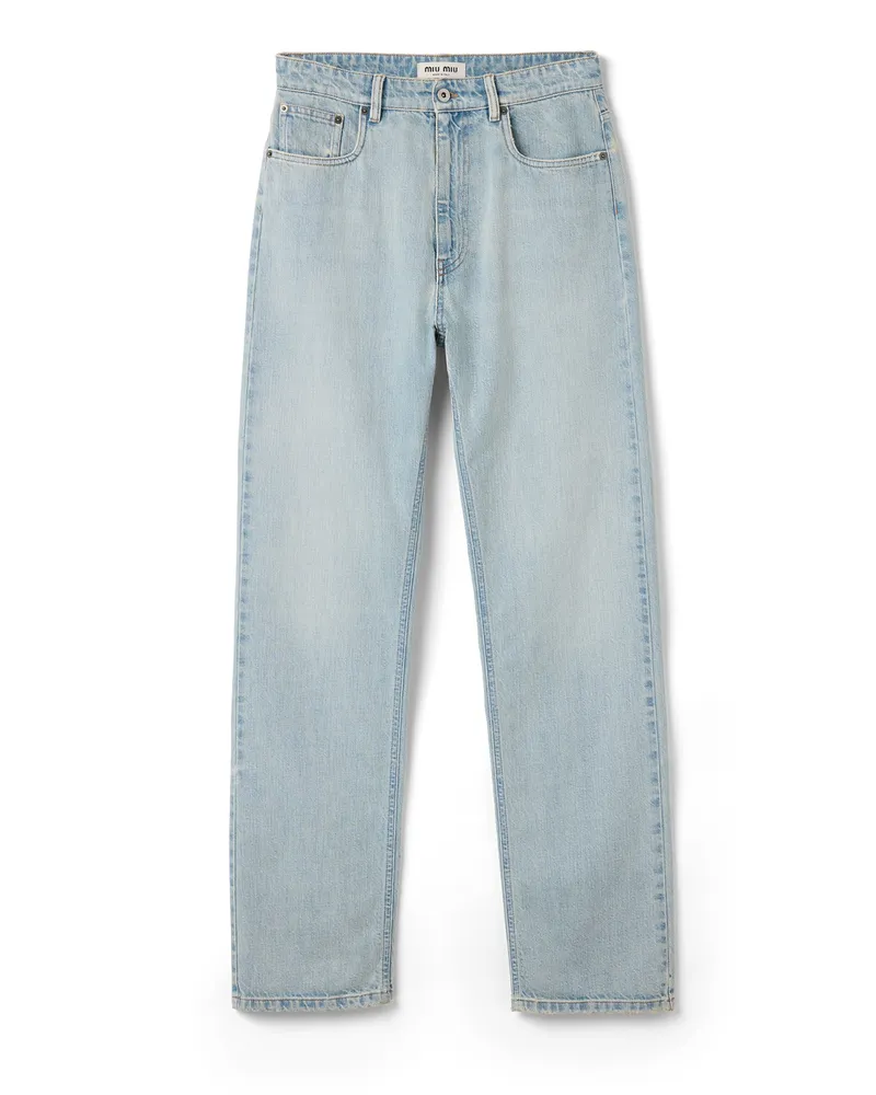 Miu Miu Five-pocket-jeans Aus Gewaschenem Denim, Damen, Saphirblau, Größe Saphirblau