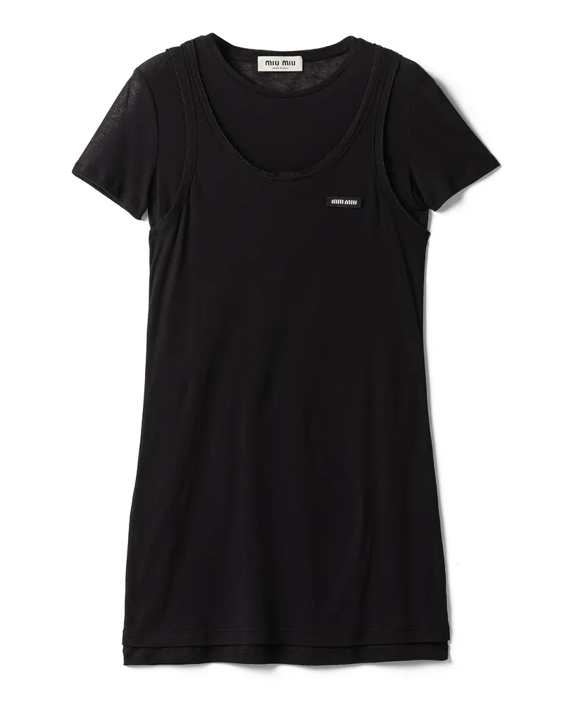 Miu Miu Strickkleid Aus Geripptem Jersey, Damen, Schwarz, Größe Schwarz