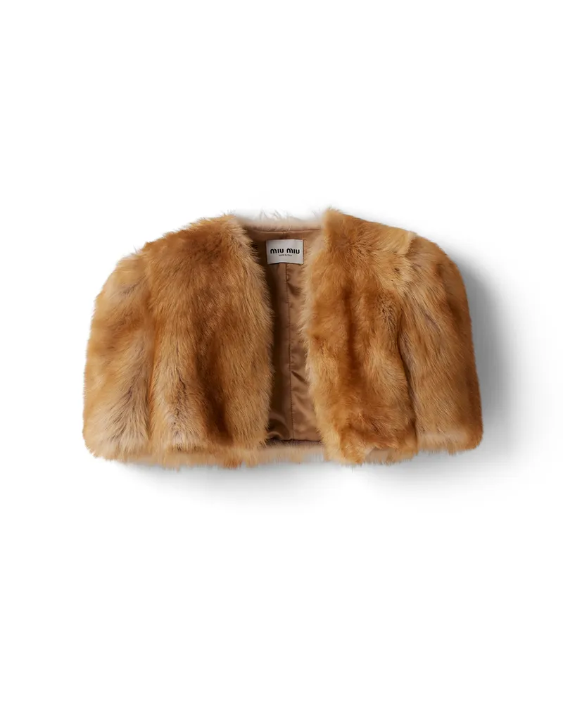 Miu Miu Bolerojacke Aus Lammfell, Damen, Karamell, Größe Karamell