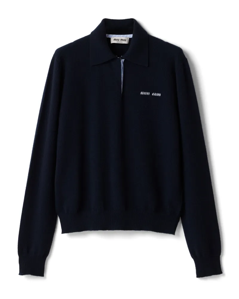 Miu Miu Polo-pullover Aus Kaschmir, Damen, Blau, Größe Blau