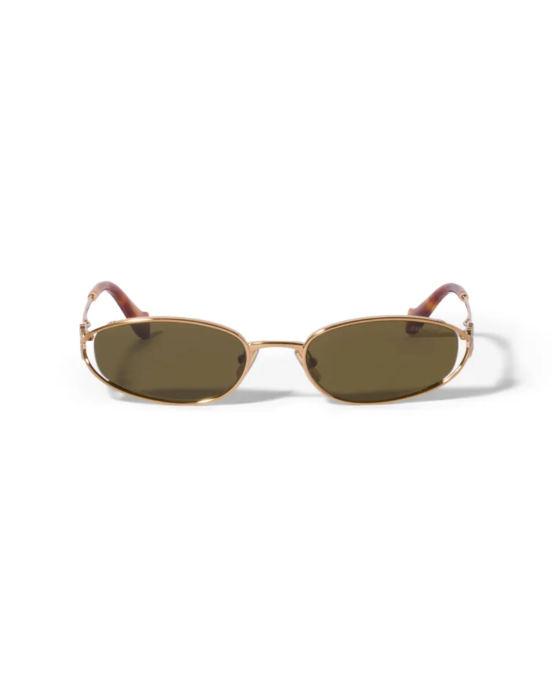 Miu Miu Miu Logo Sonnenbrille, Damen, Lodengrüne Gläser Lodengrüne