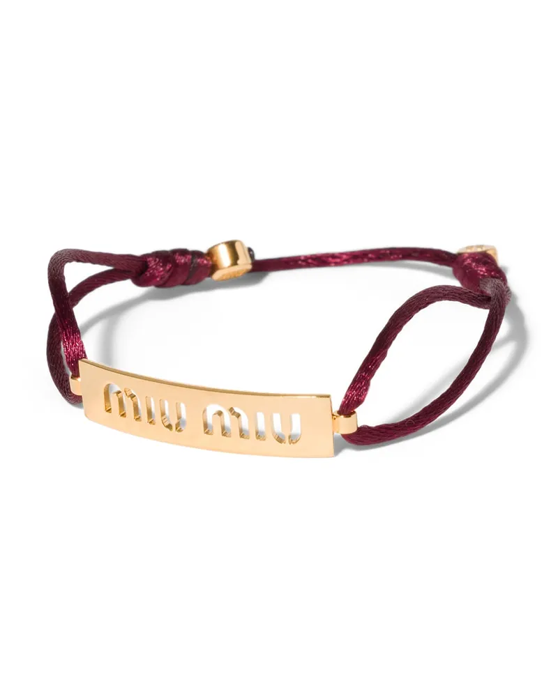 Miu Miu Armband Aus Metall Und Kordel, Damen, Gold/amaranth Gold