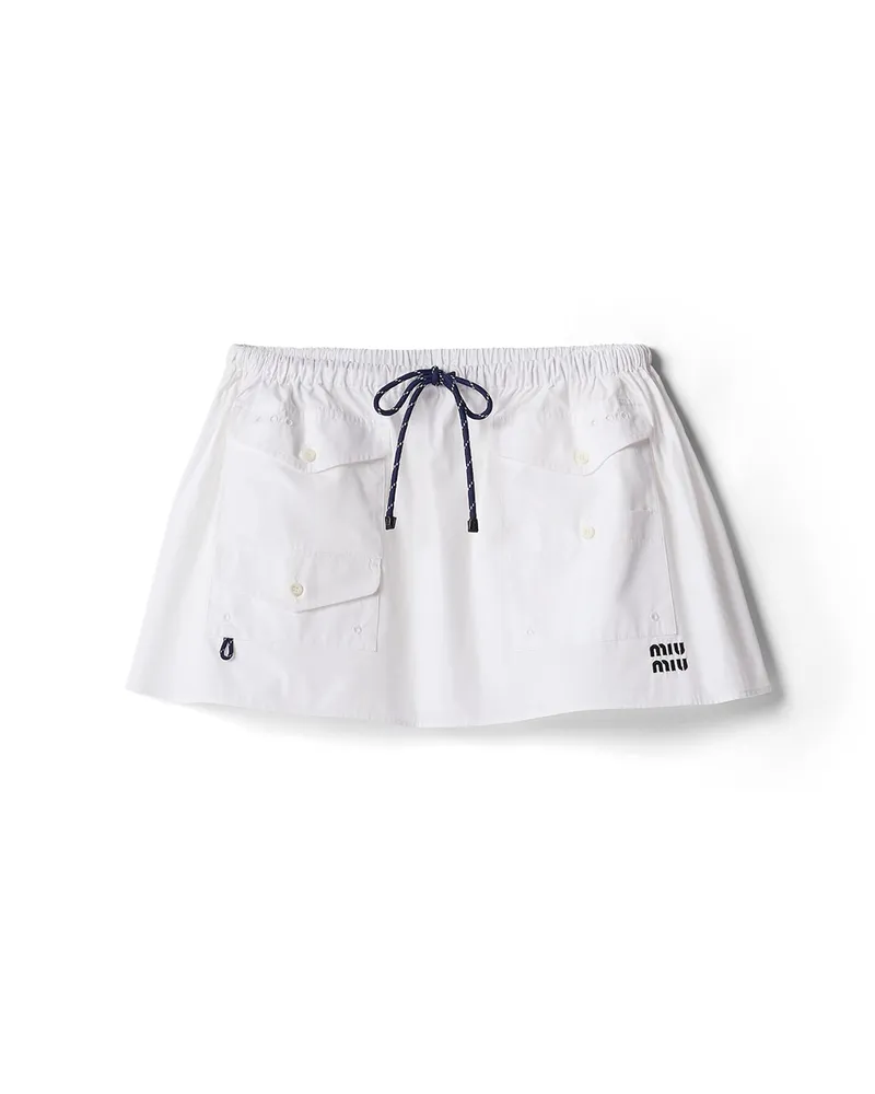 Miu Miu Minirock Aus Popeline, Damen, Weiss, Größe Weiss