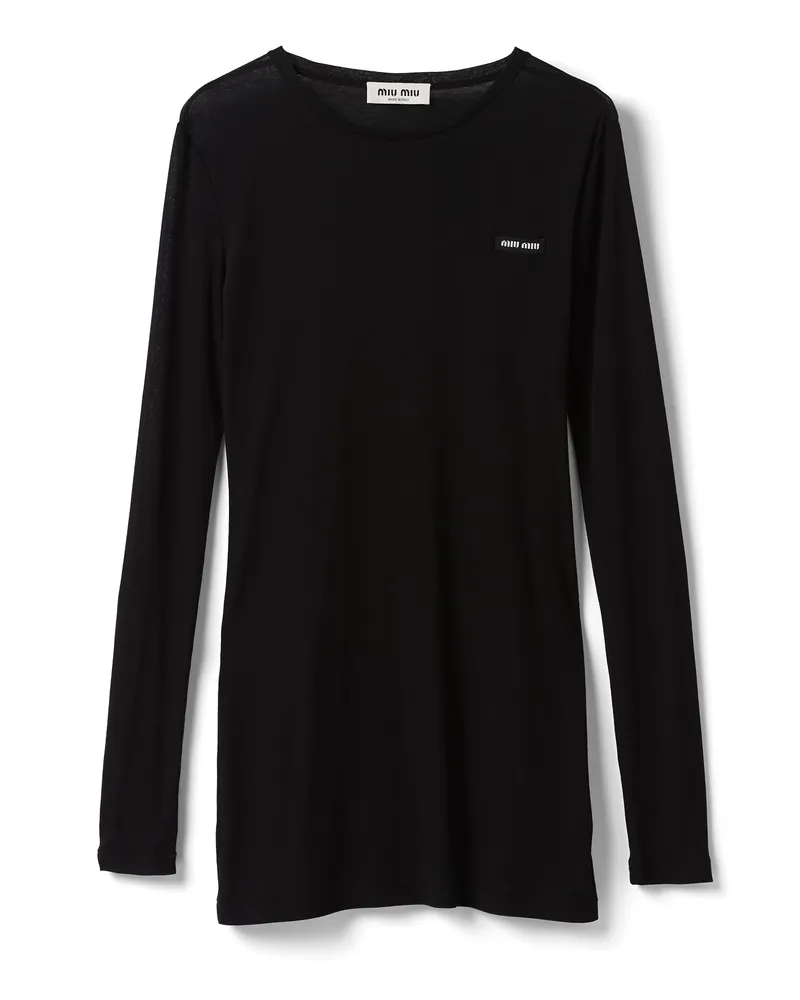 Miu Miu Strickkleid Aus Geripptem Jersey, Damen, Schwarz, Größe Schwarz