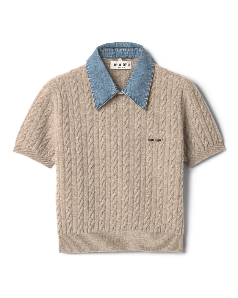 Miu Miu Strickpullover Aus Wolle Und Kaschmir, Damen, Sandbeige, Größe Sandbeige