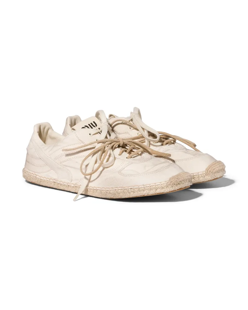 Miu Miu Gymnasium Sneaker Aus Canvas, Damen, Ecru, Größe Ecru