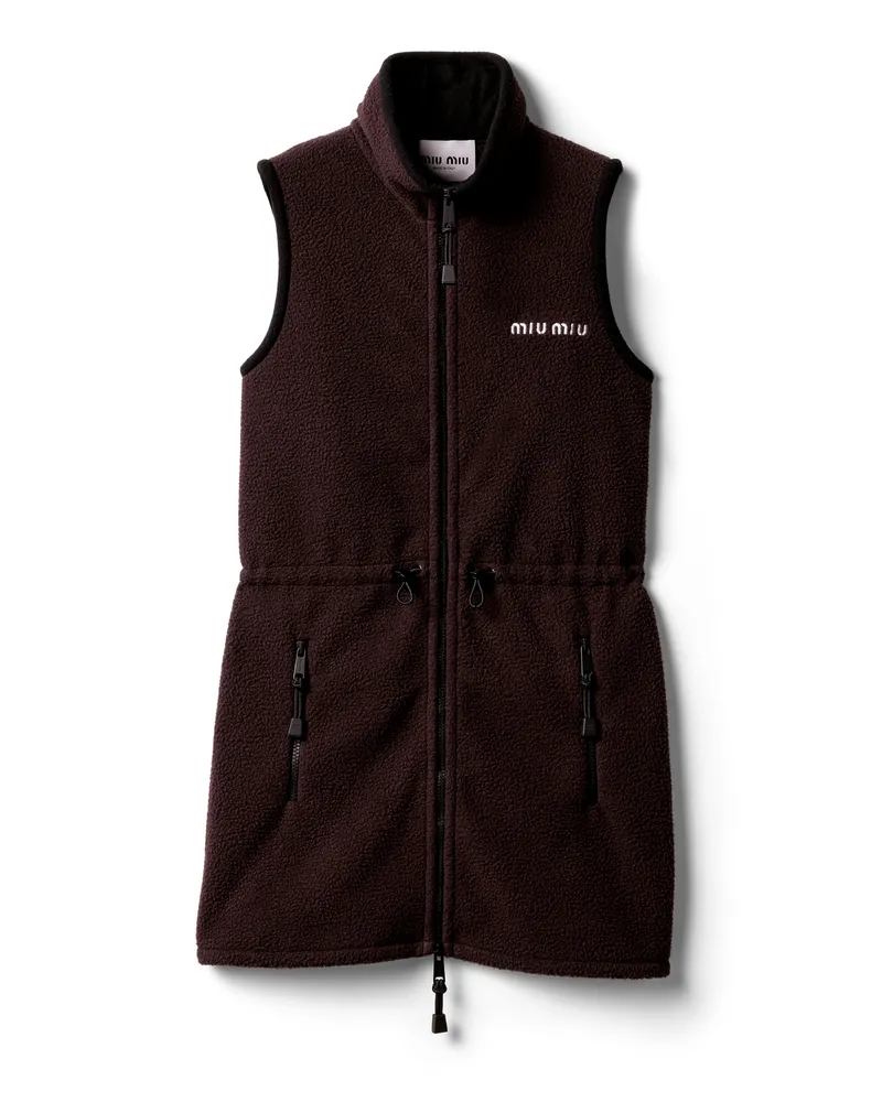 Miu Miu Kleid Aus Fleece, Damen, Ebenholz, Größe Ebenholz