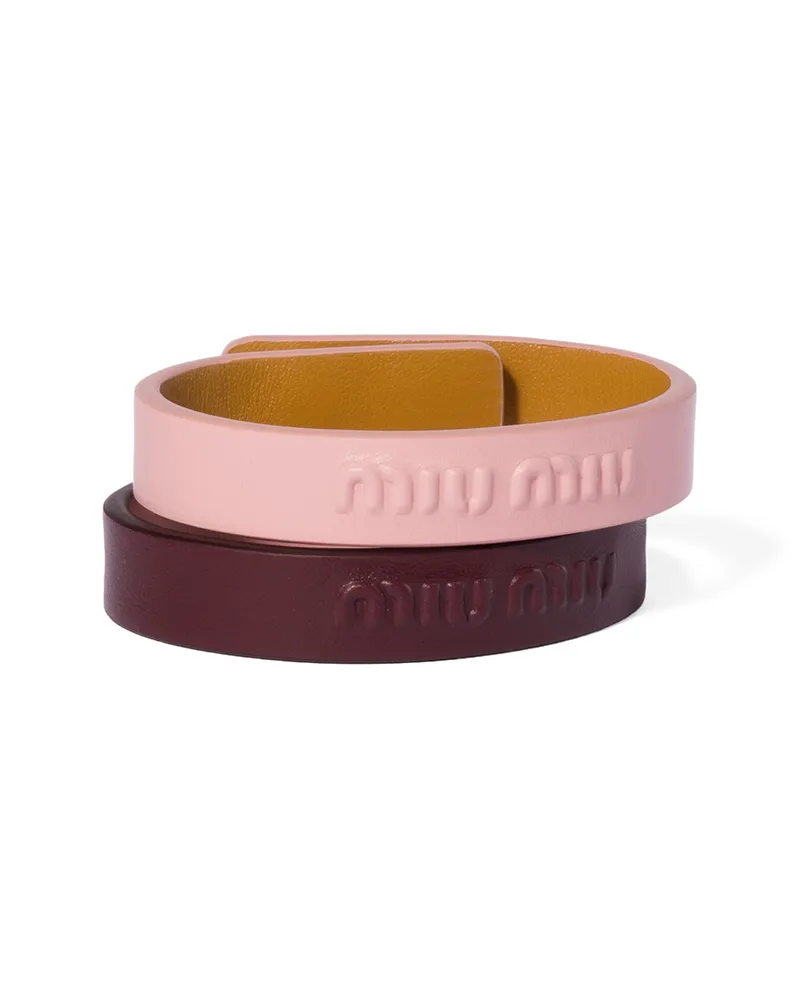 Miu Miu Armbänder Aus Leder, Damen, Bordeaux/peach, Größe Bordeaux