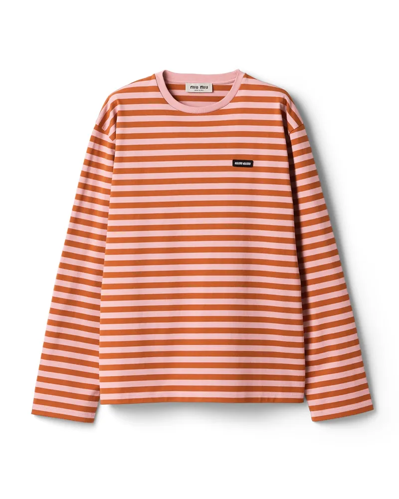Miu Miu T-shirt Aus Jersey, Damen, Terracotta / Begonia, Größe Terracotta