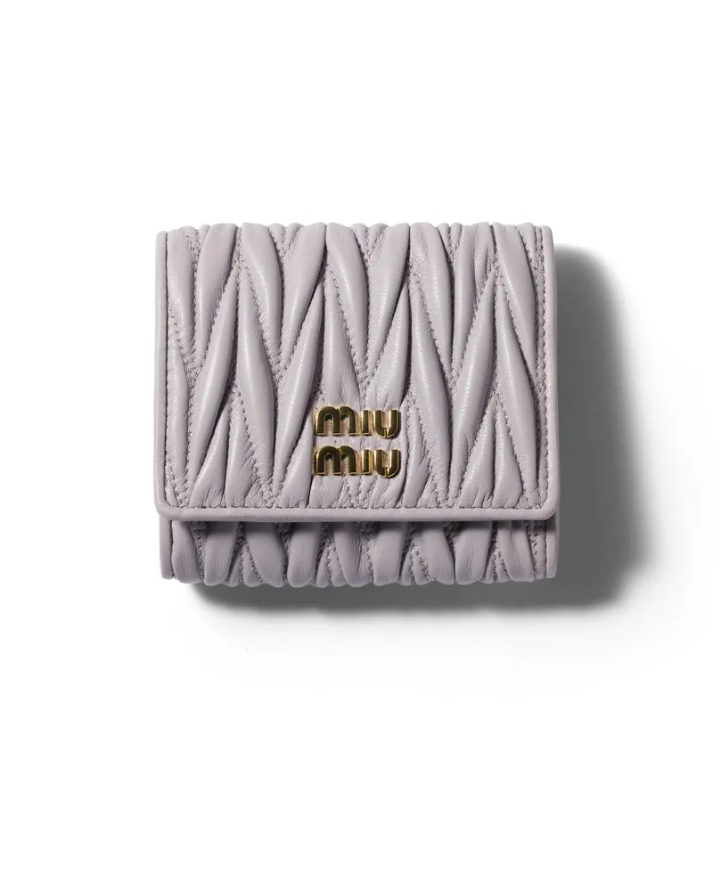 Miu Miu Kleine Geldbörse Aus Matelassé-nappaleder, Damen, Glyzinienblau Glyzinienblau