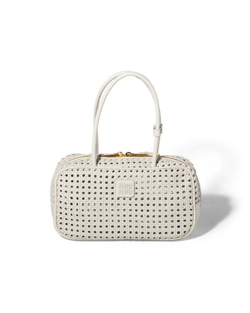 Miu Miu Beau Tasche Aus Ledergeflecht, Damen, Weiss Weiss