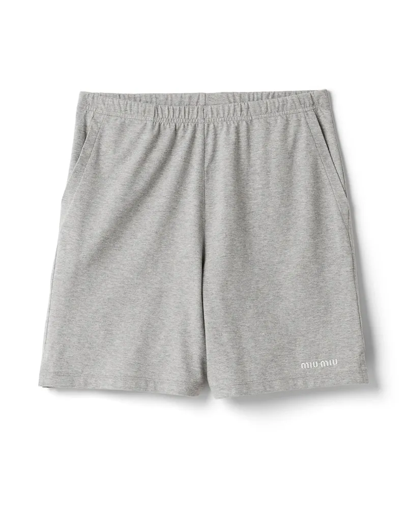 Miu Miu Bermudas Aus Jersey, Damen, Grau, Größe Grau