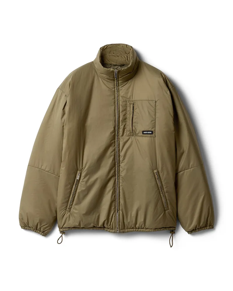 Miu Miu Daunenjacke Aus Mittelschwerem Ripstop-gewebe, Damen, Waldgrün, Größe Waldgrün