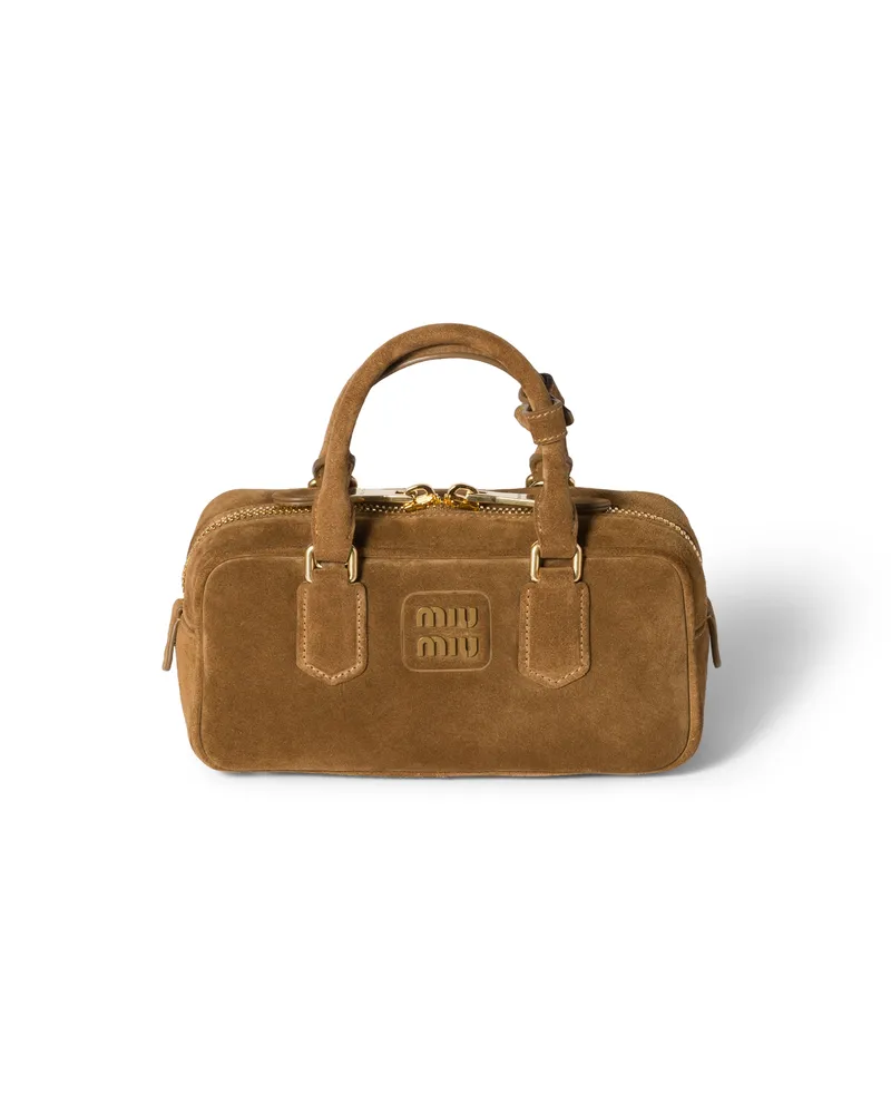 Miu Miu Arcadie Henkeltasche Aus Gepolstertem Wildleder, Damen, Olivgrün Olivgrün