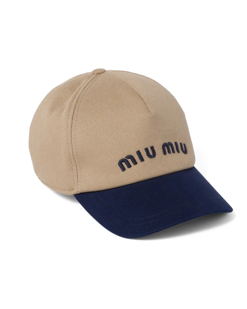 Miu Miu Baseballkappe Aus Drill, Damen, Khaki/königsblau, Größe Khaki