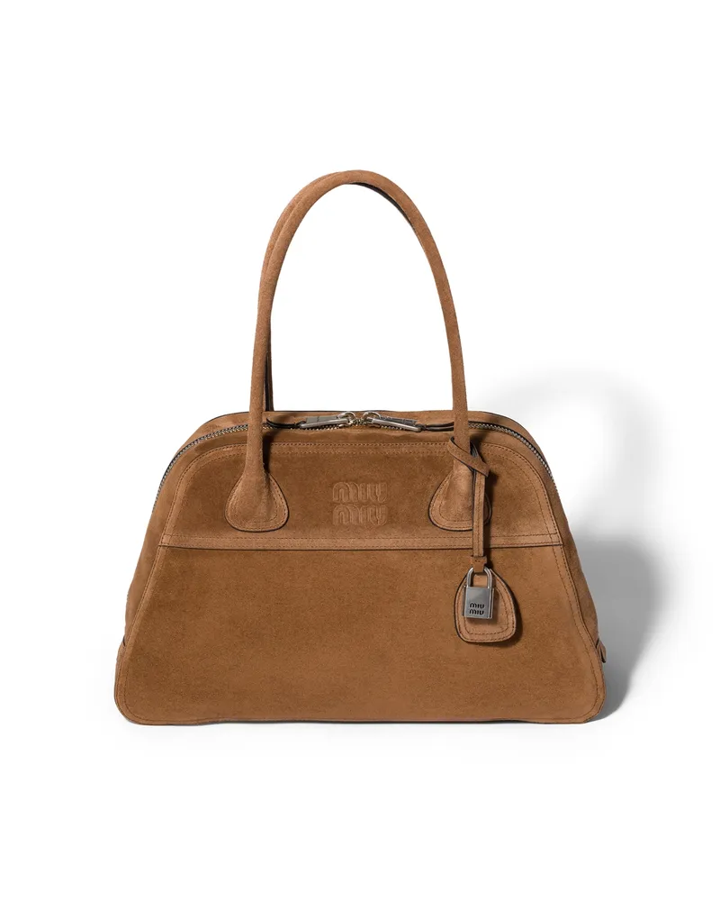 Miu Miu Vivant Tasche Aus Wildleder, Damen, Kakaobraun Kakaobraun