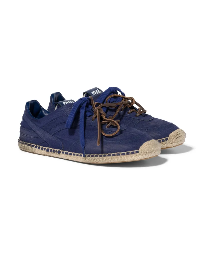 Miu Miu Gymnasium-sneaker Aus Gabardine, Damen, Tintenblau, Größe Tintenblau