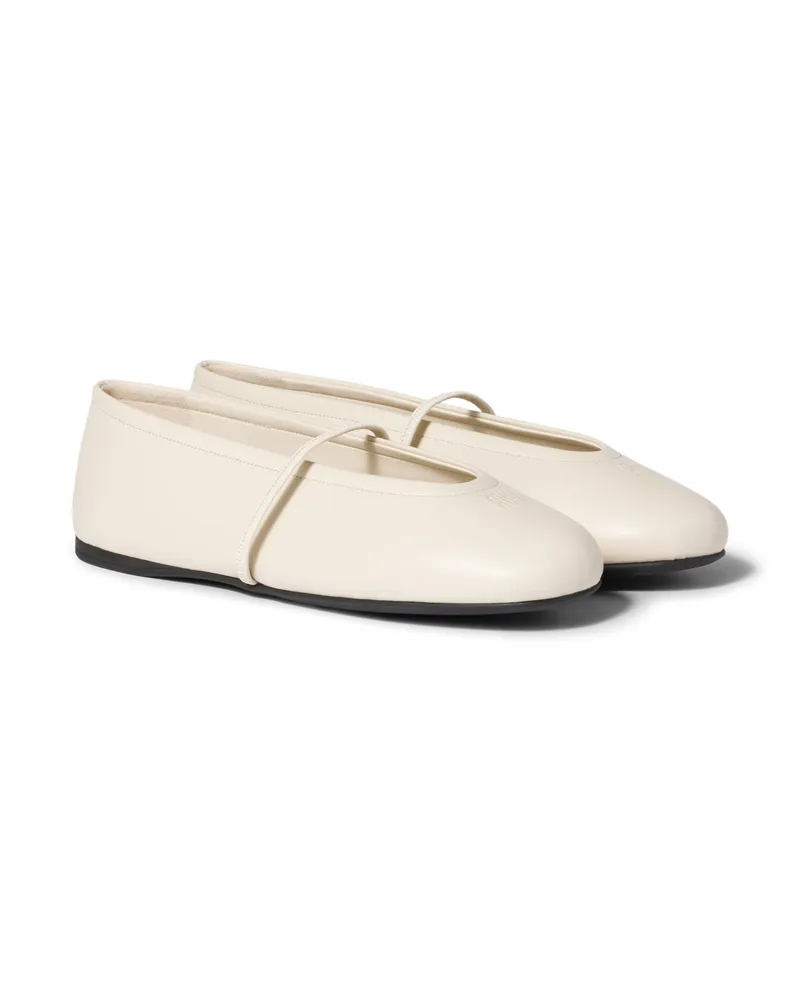 Miu Miu Ballerinas Aus Nappaleder, Damen, Elfenbein, Größe Elfenbein