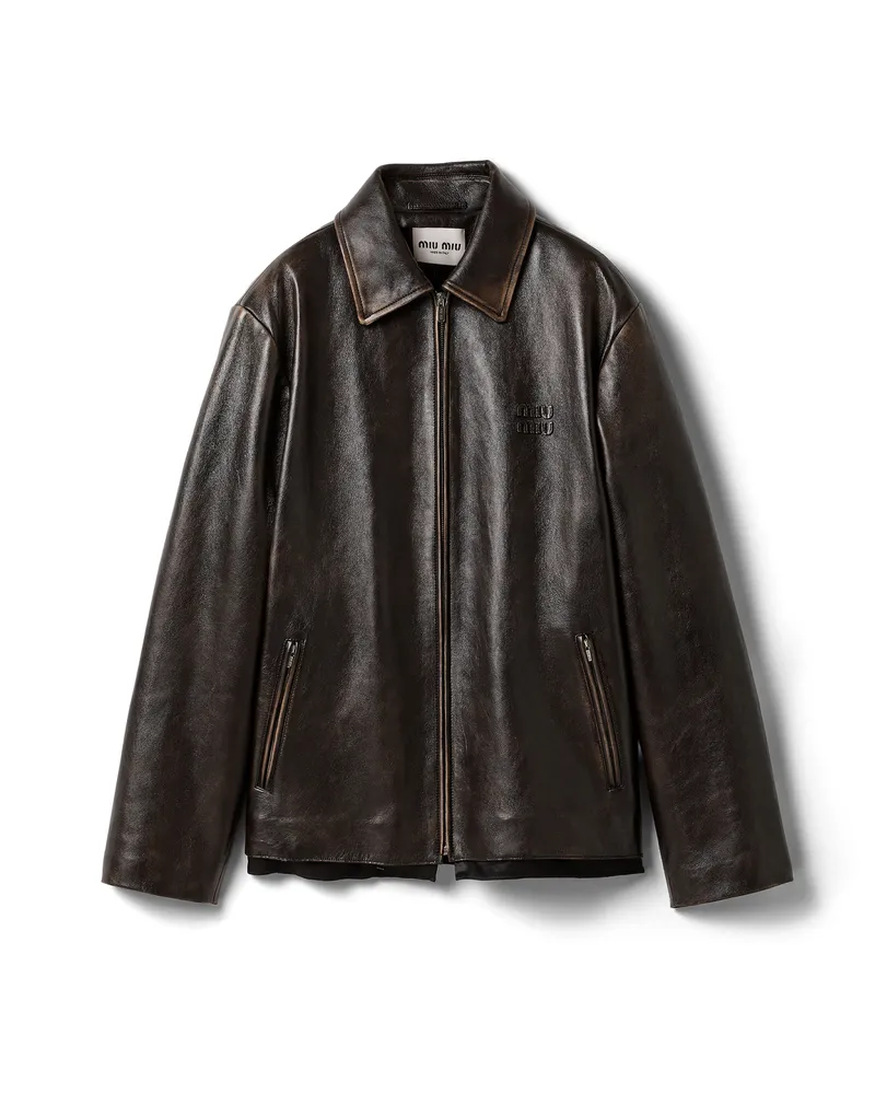 Miu Miu Jacke Aus Nappa-leder, Damen, Kaffeebraun, Größe Kaffeebraun