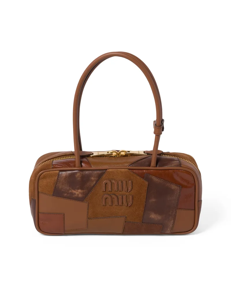 Miu Miu Beau Patchwork-tasche Aus Leder, Damen, Cognac Cognac