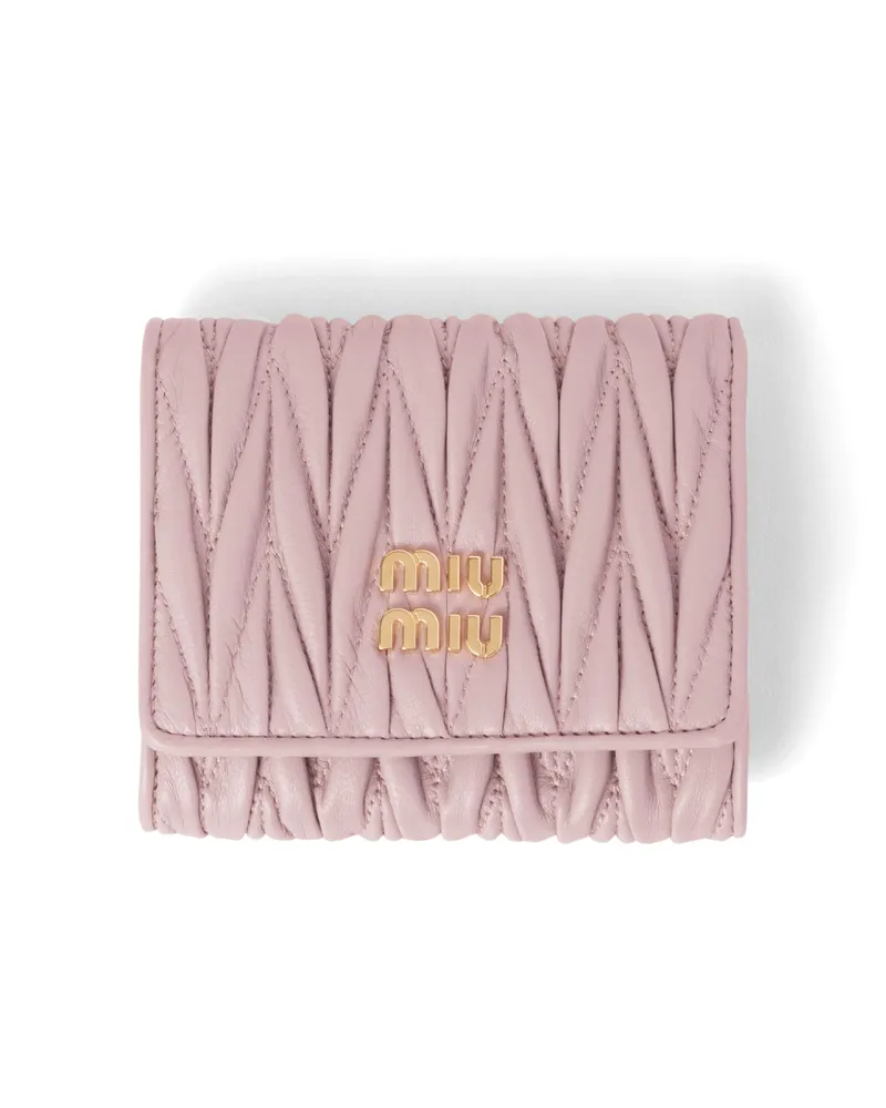 Miu Miu Kleine Geldbörse Aus Matelassé-nappaleder, Damen, Alabasterrosa Alabasterrosa