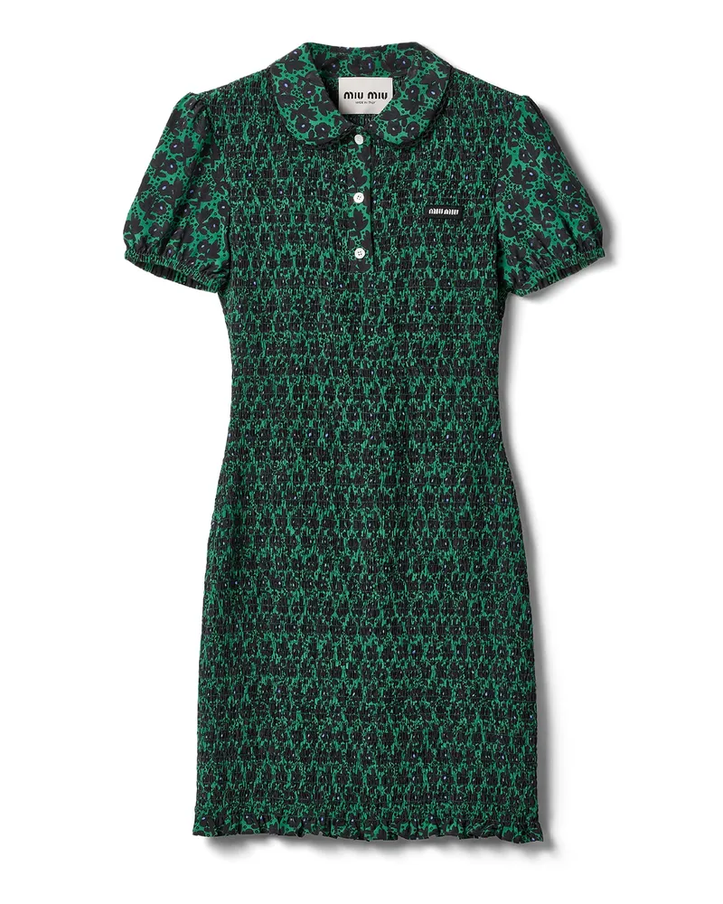 Miu Miu Minikleid Aus Crêpe De Chine , Damen, Grün/schwarz, Größe Grün