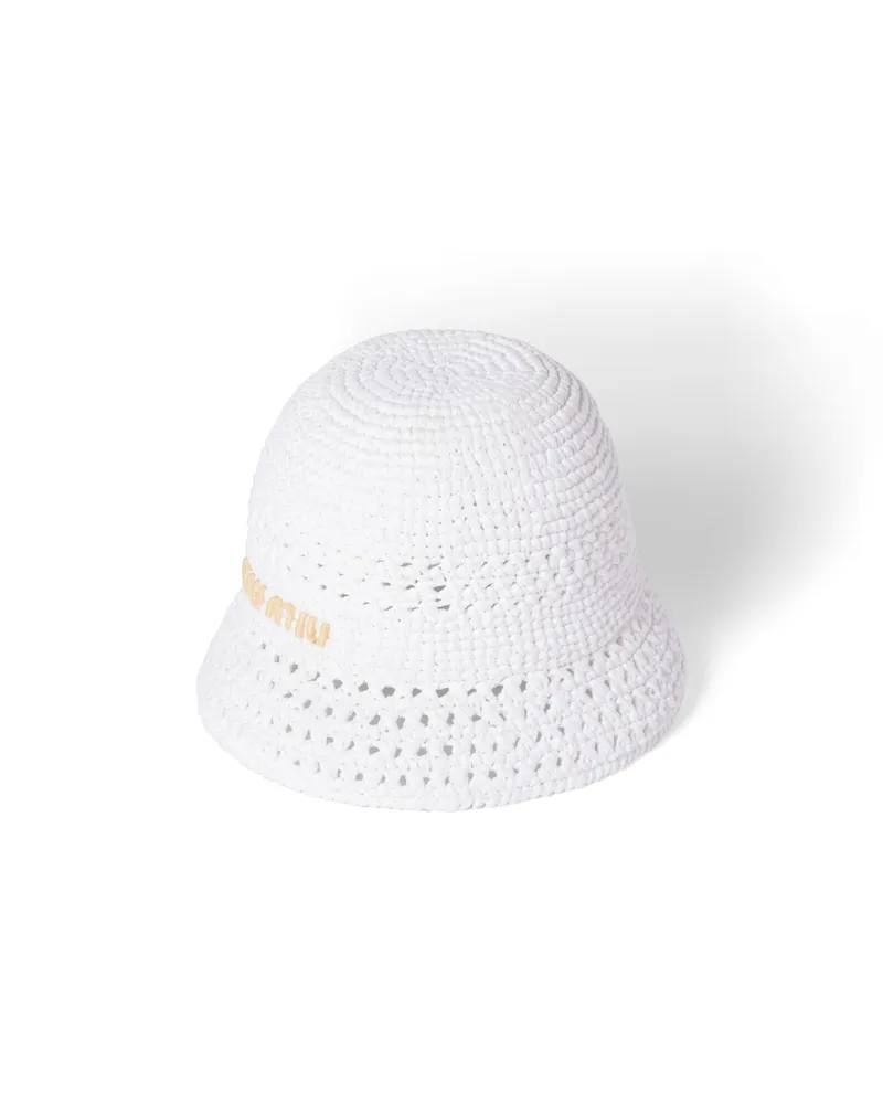 Miu Miu Hut Aus Webstoff, Damen, Weiss/beige, Größe Weiss