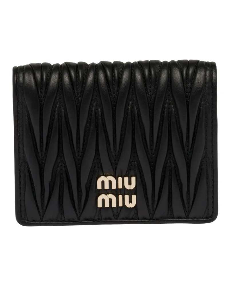 Miu Miu Kleine Geldbörse Aus Matelassé-nappaleder, Damen, Schwarz Schwarz