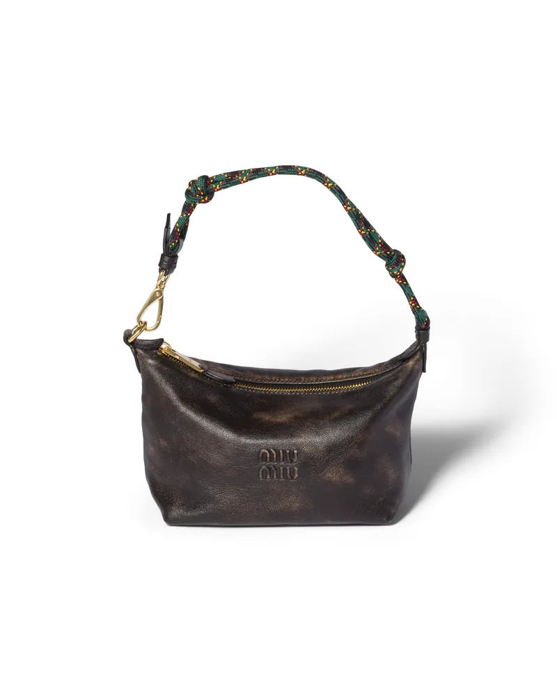 Miu Miu Pouch Aus Leder, Damen, Kaffeebraun/grün Kaffeebraun