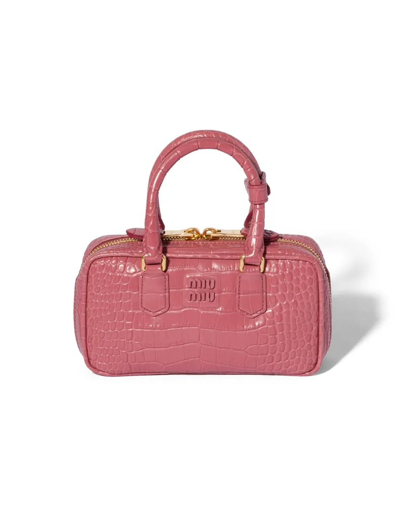 Miu Miu Mini Arcadie Bag In Crocodile Embossed Leather, Damen, Antik Antik