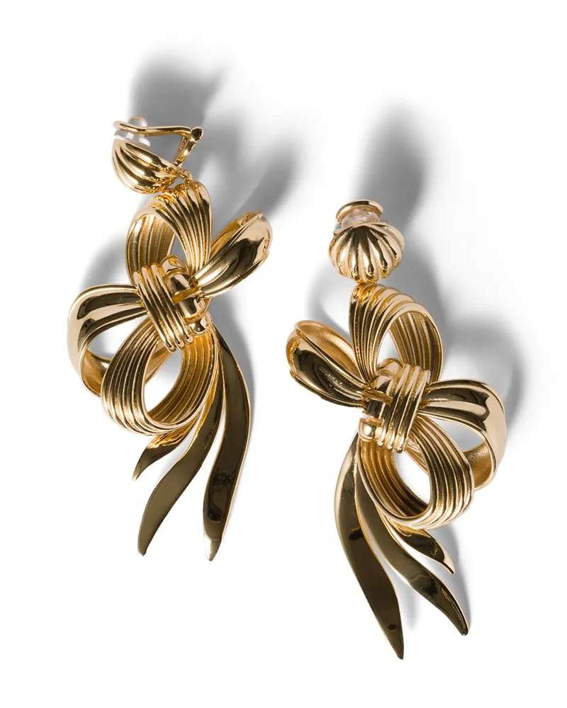 Miu Miu Schleifen-ohrringe Aus Metall, Damen, Gold Gold