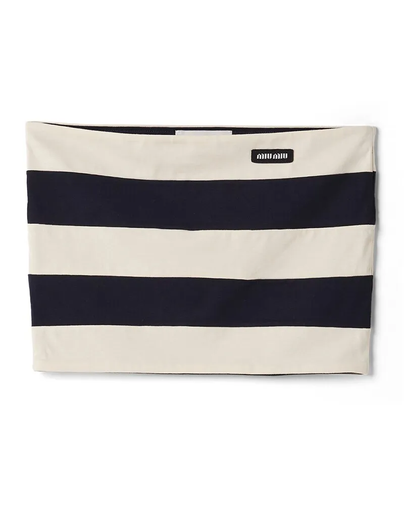 Miu Miu Gestreiftes Top Aus Jersey, Damen, Blue+chalk, Größe Blue+chalk