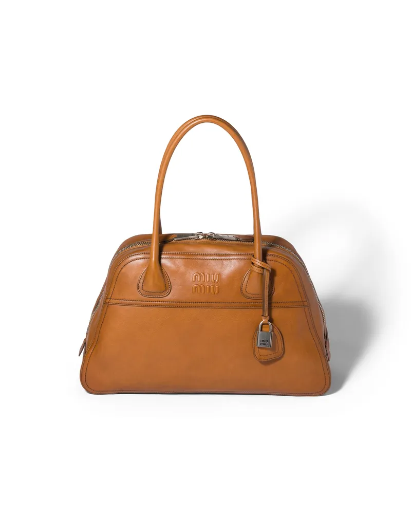 Miu Miu Vivant Tasche Aus Leder, Damen, Cognac Cognac