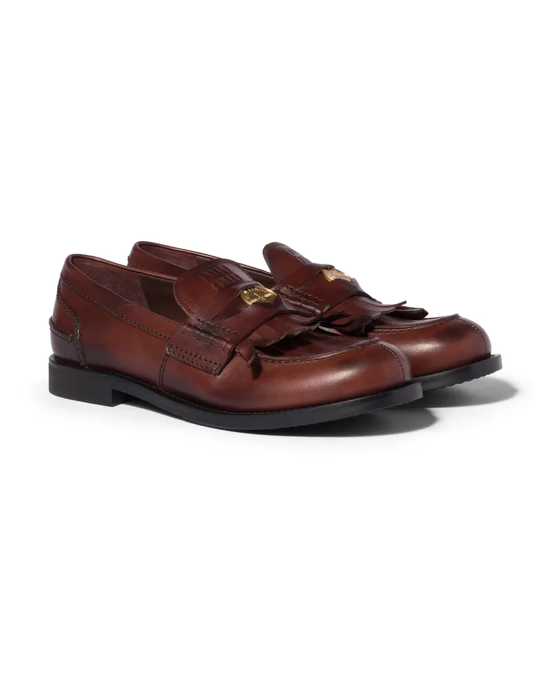 Miu Miu Loafer Aus Leder, Damen, Kaffeebraun, Größe Kaffeebraun
