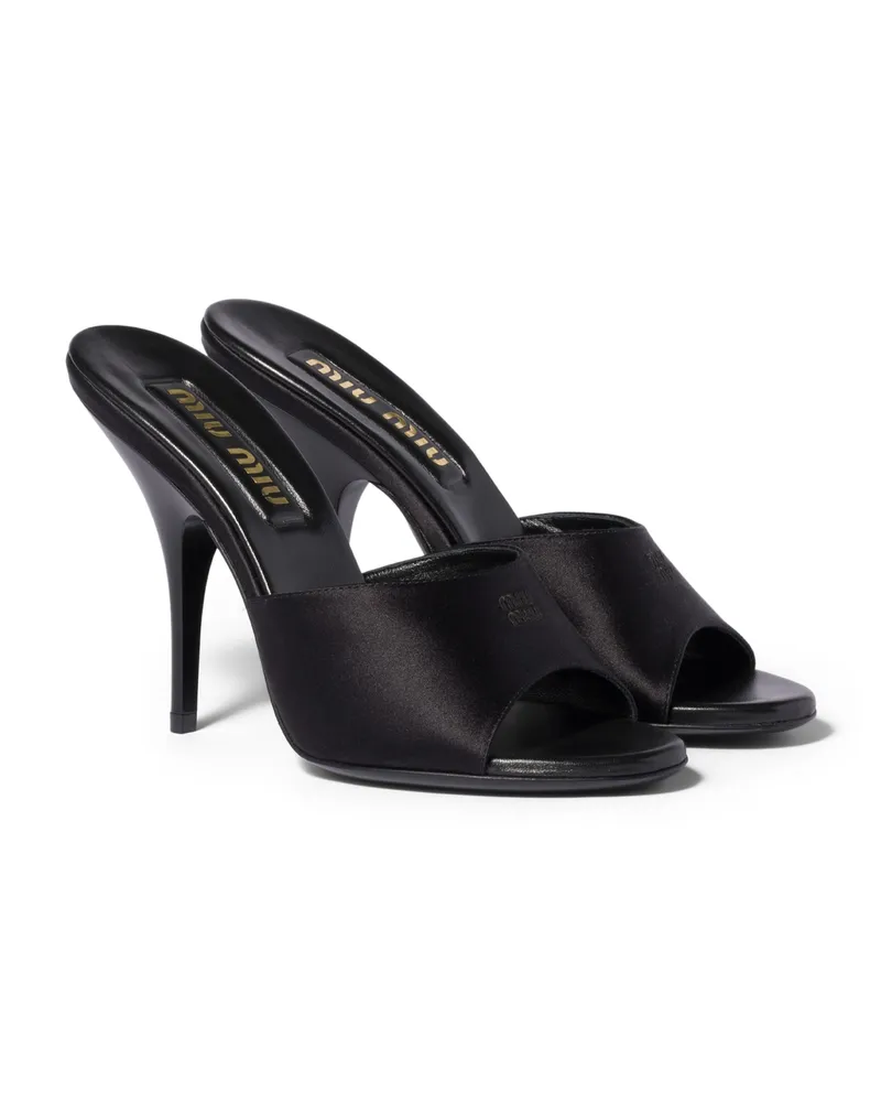 Miu Miu Sandalen Aus Satin, Damen, Schwarz, Größe Schwarz