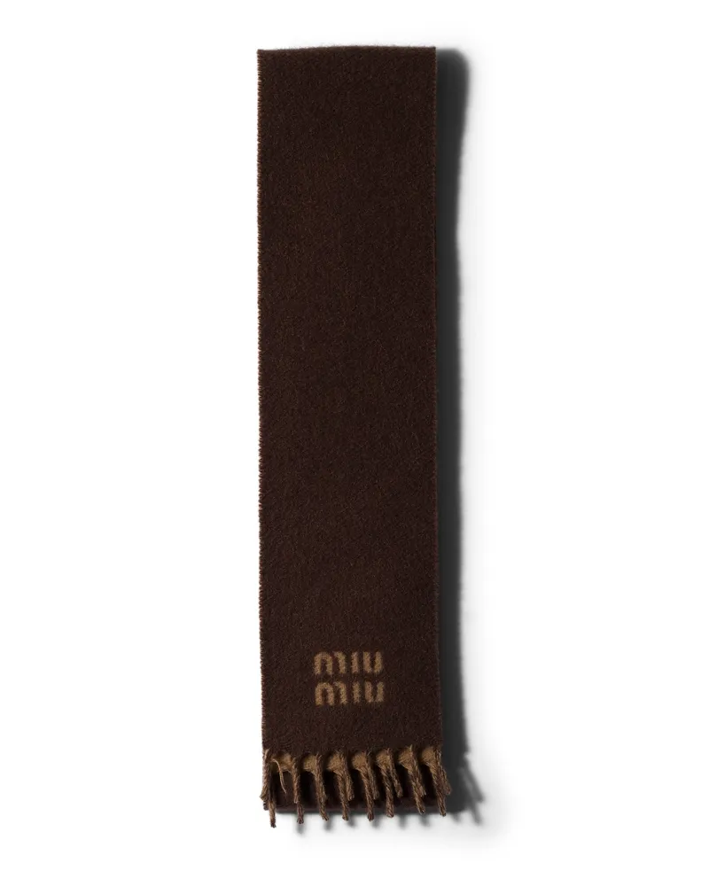 Miu Miu Schal Aus Kaschmir, Damen, Schokolade/camelbeige Schokolade