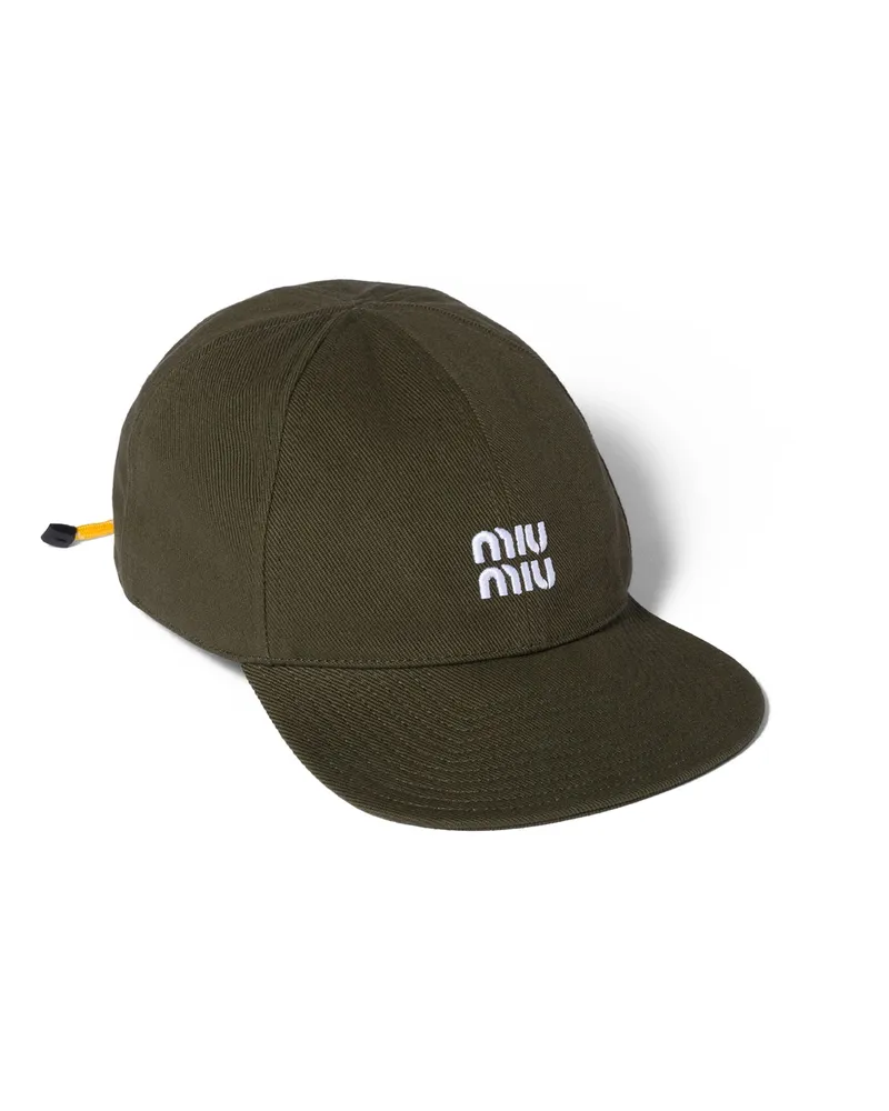 Miu Miu Baseballkappe Aus Denim, Damen, Waldgrün/gelb, Größe Waldgrün