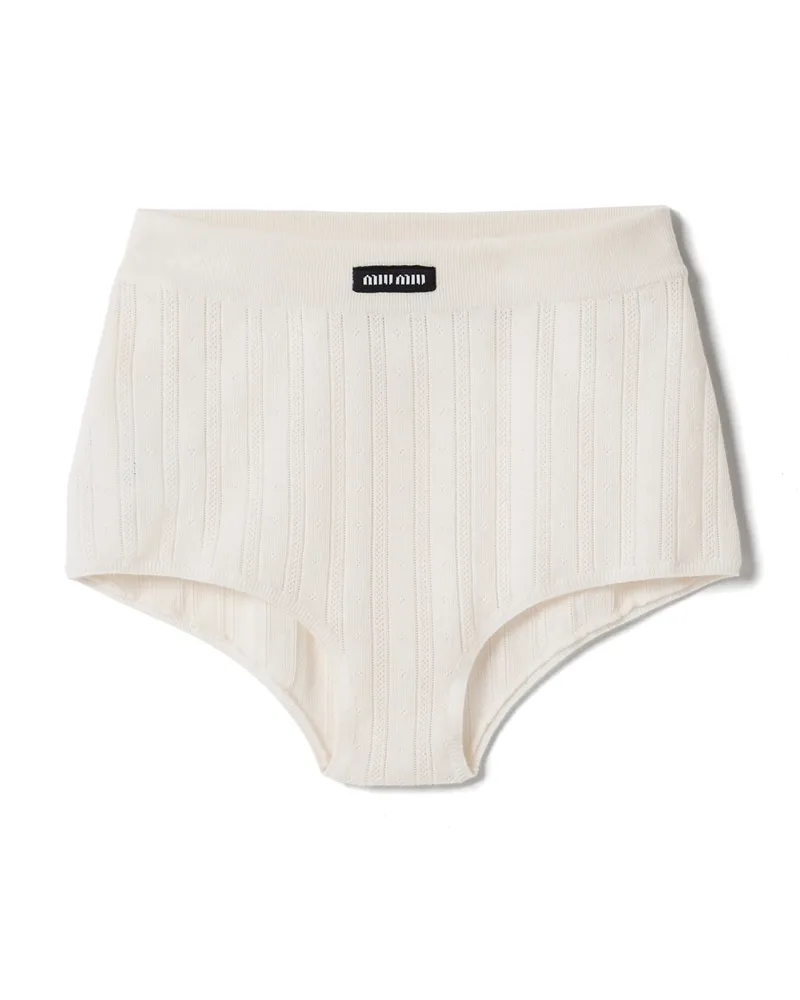 Miu Miu Shorts Aus Kaschmir Und Seide, Damen, Weiss, Größe Weiss