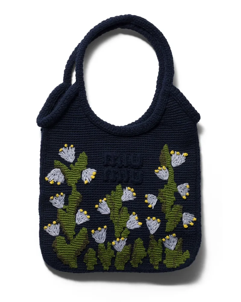 Miu Miu Ivy Häkel-handtasche, Damen, Blau Blau