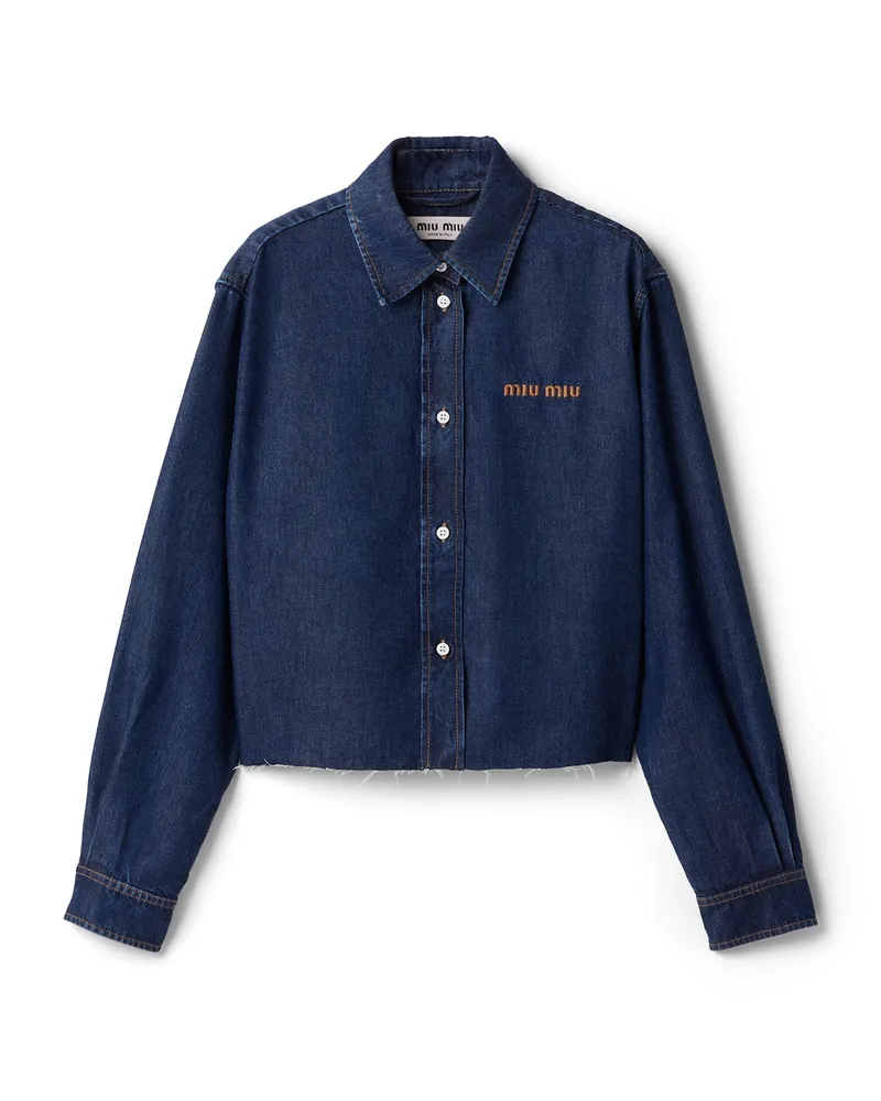 Miu Miu Hemd Aus Denim, Damen, Blau, Größe Blau