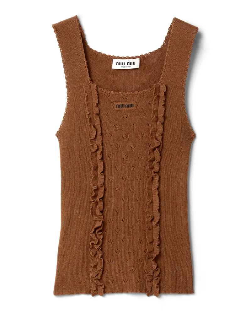 Miu Miu Top Aus Kaschmir Und Seide, Damen, Tabak, Größe Tabak