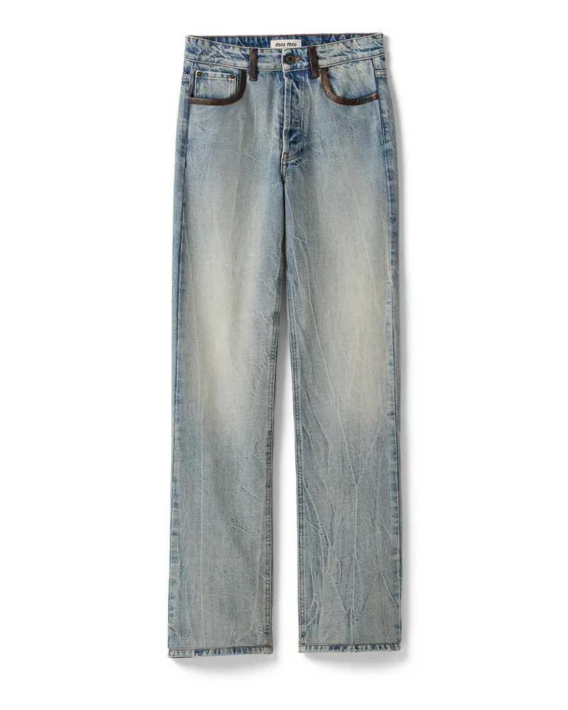Miu Miu Jeans Aus Denim, Damen, Hellblau, Größe Hellblau