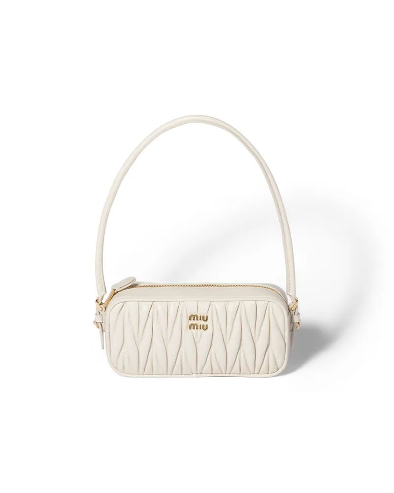 Miu Miu Pouch Aus Matelassé-nappaleder, Damen, Weiss Weiss