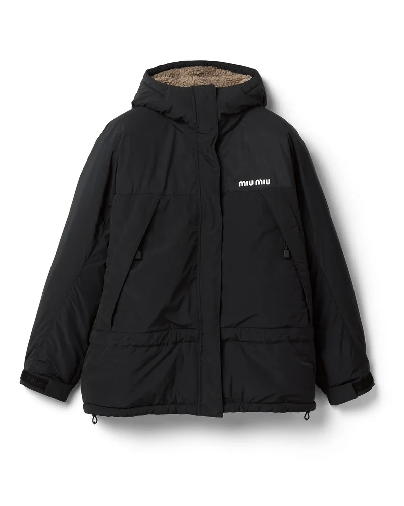 Miu Miu Pongé-daunenjacke, Damen, Schwarz, Größe Schwarz