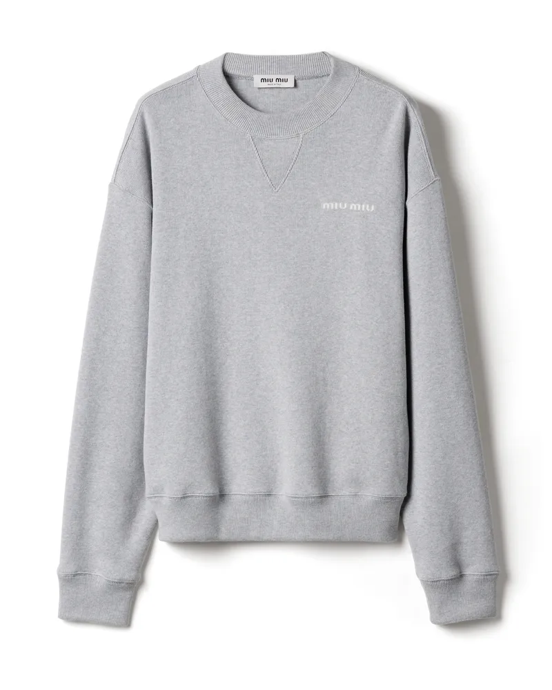 Miu Miu Sweatshirt Aus Baumwoll-fleece, Damen, Grau, Größe Grau