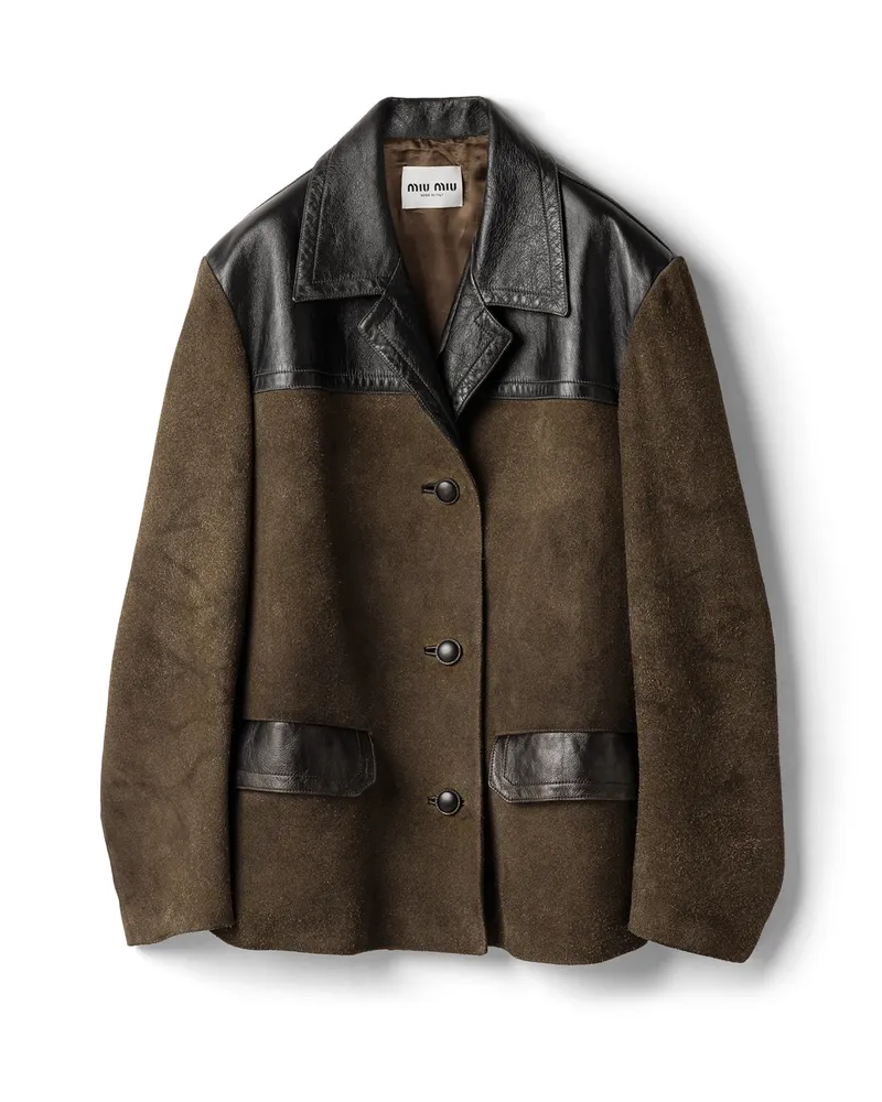 Miu Miu Jacke Aus Wildleder, Damen, Schlamm, Größe Schlamm