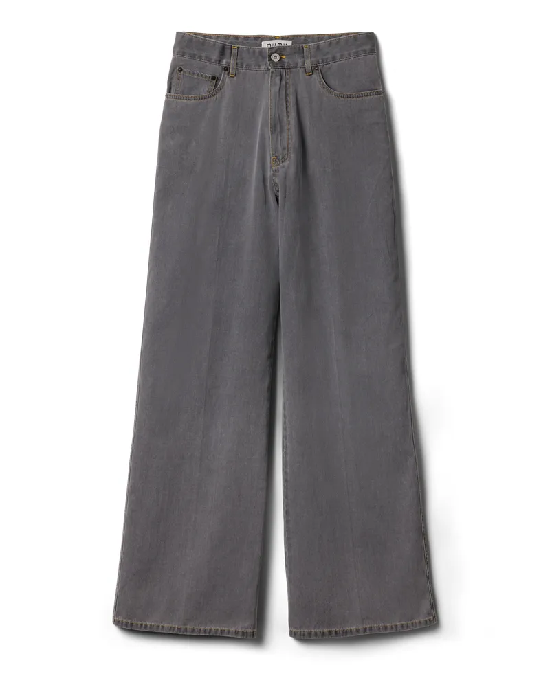 Miu Miu Jeans Aus Chambray, Damen, Grau, Größe Grau