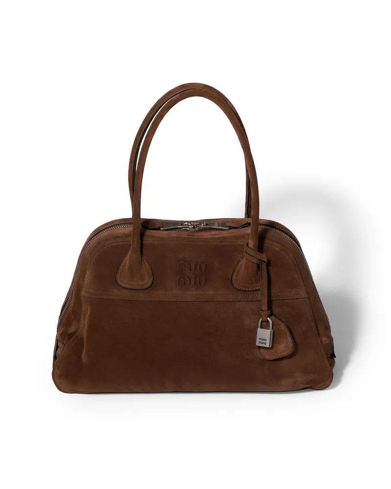 Miu Miu Vivant Tasche Aus Wildleder, Damen, Dunkelbraun Dunkelbraun