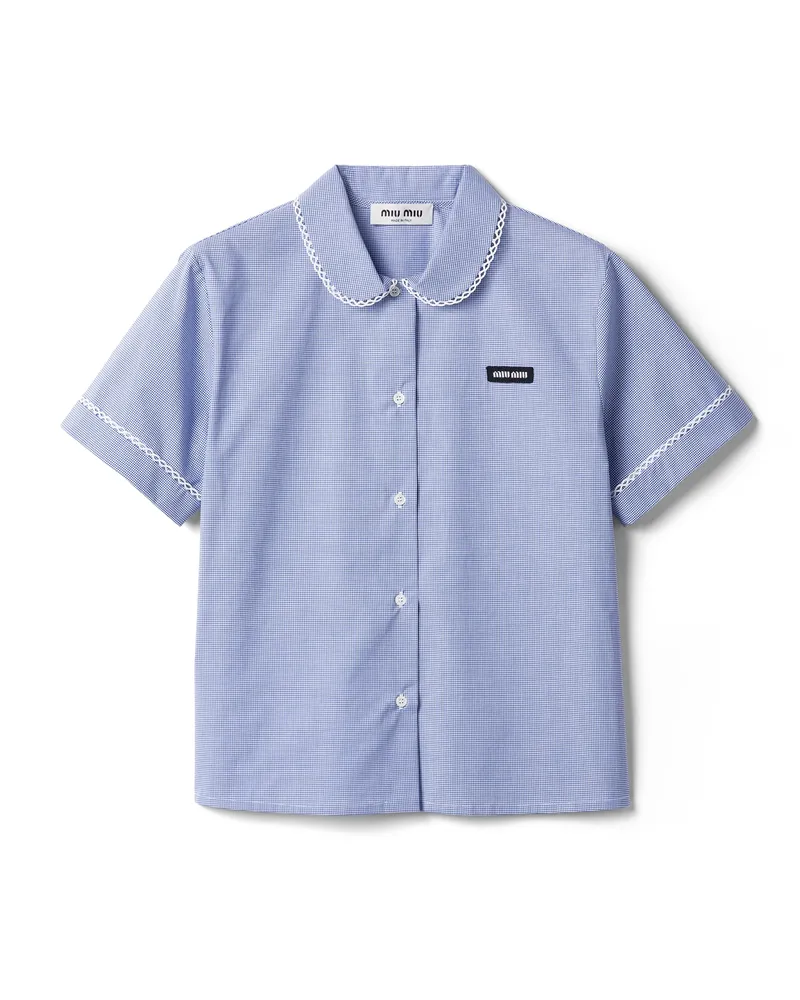 Miu Miu Hemd Aus Vichy, Damen, Weiss/hellblau, Größe Weiss