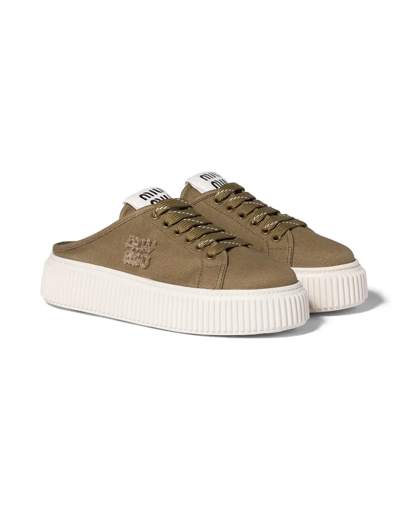 Miu Miu Sneaker-mules Aus Denim, Damen, Selva Grün, Größe Selva